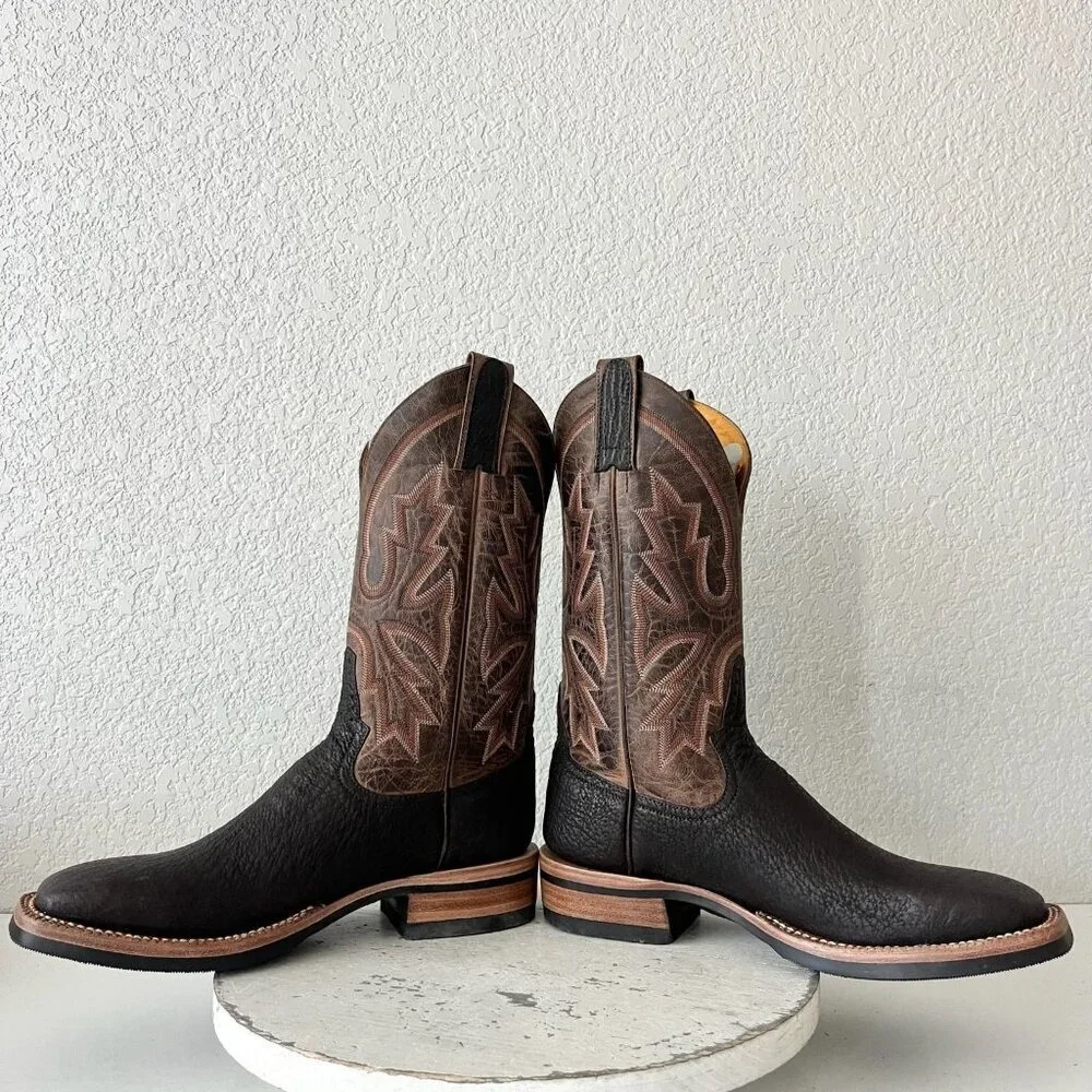 NEW Rod Patrick Mens Cowboy Boots 7.5 B Brown Shark Leather Western Square Toe - Picture 7 of 12